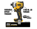 DeWalt ATOMIC 20-Volt MAX Lithium-Ion Brushless Cordless Compact 1/4 in. Impact Driver with 2 Batteries 1.3 Ah Charger and Bag