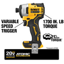 DeWalt ATOMIC 20-Volt MAX Lithium-Ion Brushless Cordless Compact 1/4 in. Impact Driver with 2 Batteries 1.3 Ah Charger and Bag